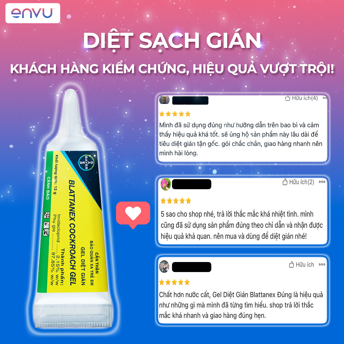 [ENVU] - Diệt Gián Blattanex, diệt gián Trong Nhà Bếp, Hộ Gia Đình Blattanex Dạng Gel 1 tuýp 12g