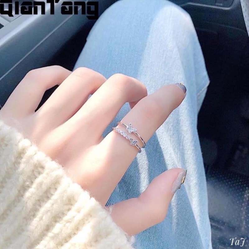 Nhẫn nữ hình bướm nạm đá sáng đẹp ,( ảnh thật )