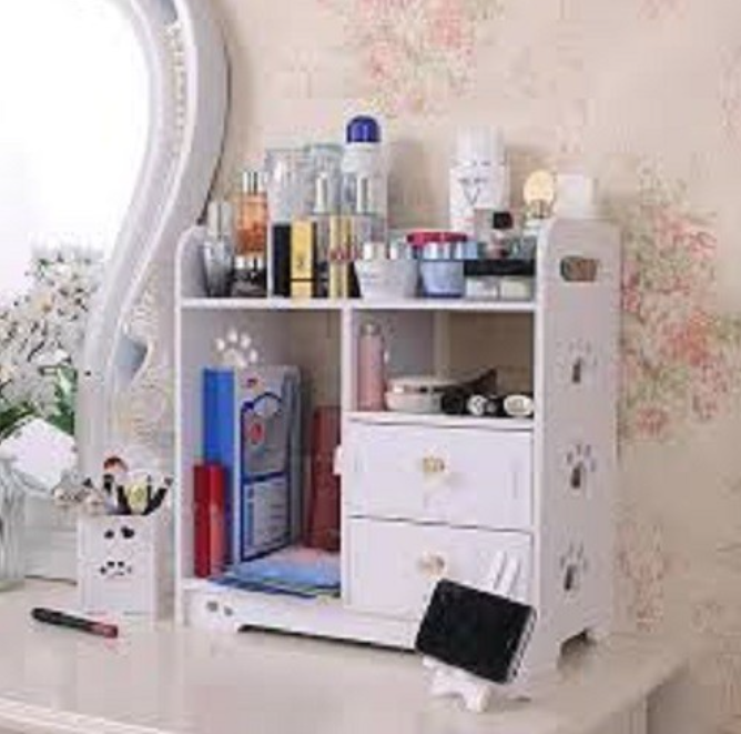 KỆ GỖ ĐỂ ĐỒ TRANG ĐIỂM HOA VĂN CHÂN CHÓ