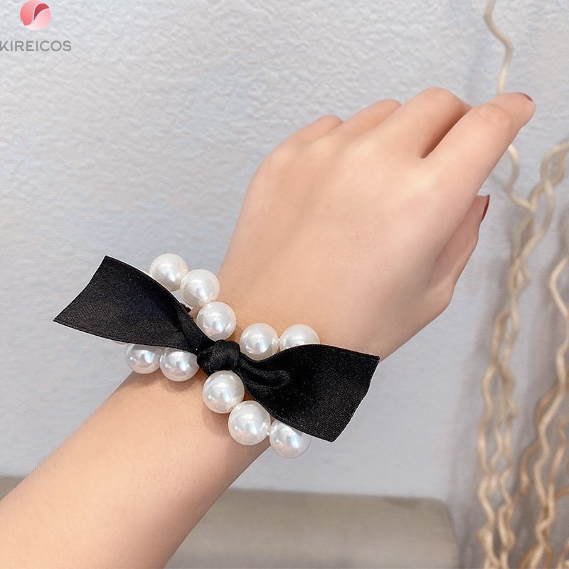 Cột Tóc Hạt Châu Thắt Nơ Kèm Ruy Băng Xinh Xắn