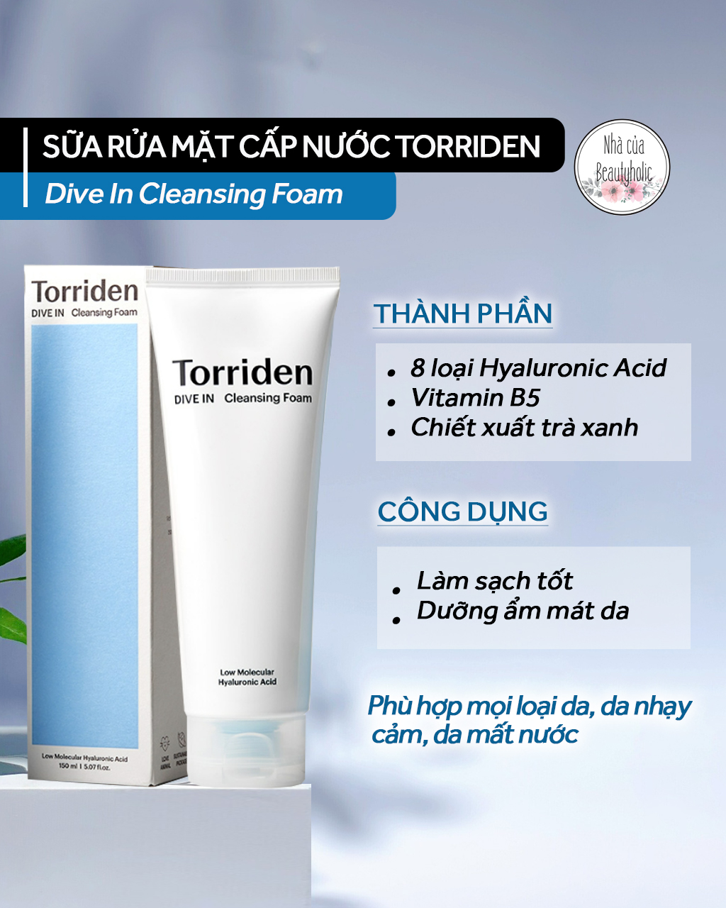 Sữa rửa mặt torriden dive in cleansing foam