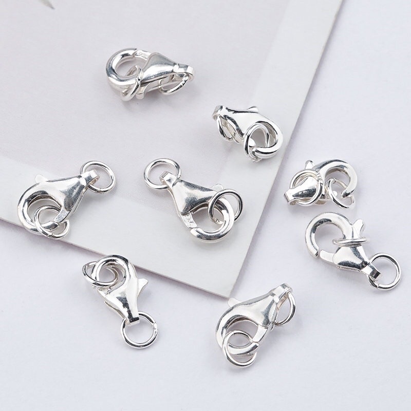 Khóa càng cua bằng bạc 925 size 11ly - ngọc trai trường thịnh