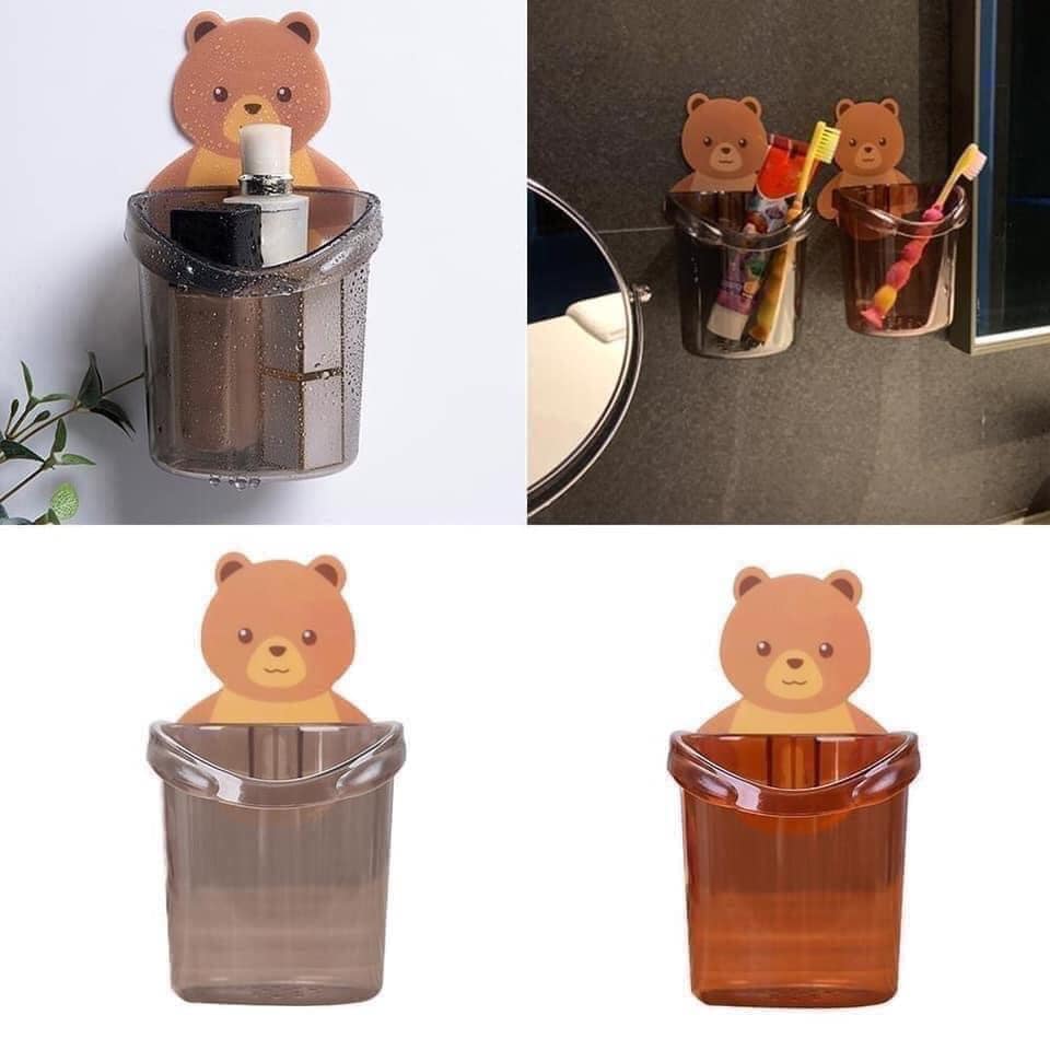 Cốc gấu dán tường đựng đồ, đựng bàn chải đa năng