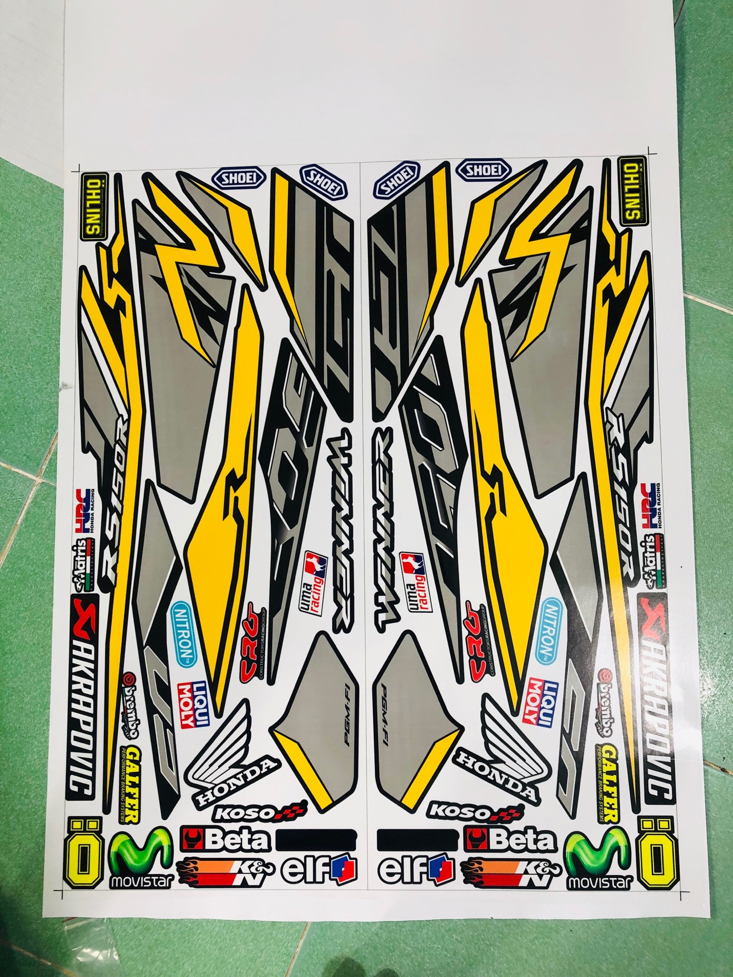 Tem rời xe winner Rs150 vàng đen