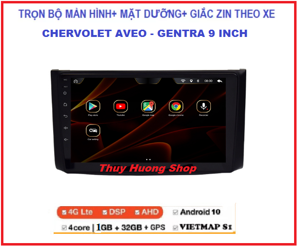 Bộ màn hình dvd androi o led c2 9 inch cho xe chervolet aveo-gentra ,android 10 có tiếng việt, điều khiển giọng nói, tích hợp gps , vô lăng, xem camera lùi,kèm mặt dưỡng giắc zin cho xe aveo-gentra.