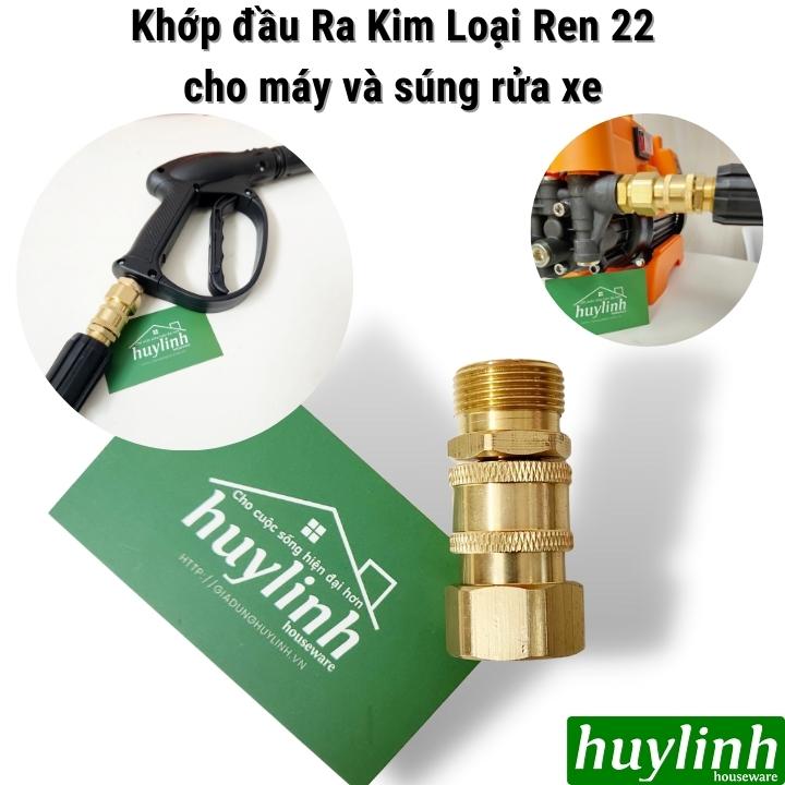 Bộ khớp nối nhanh đầu ra bằng Kim Loại cho máy rửa xe Ren 22