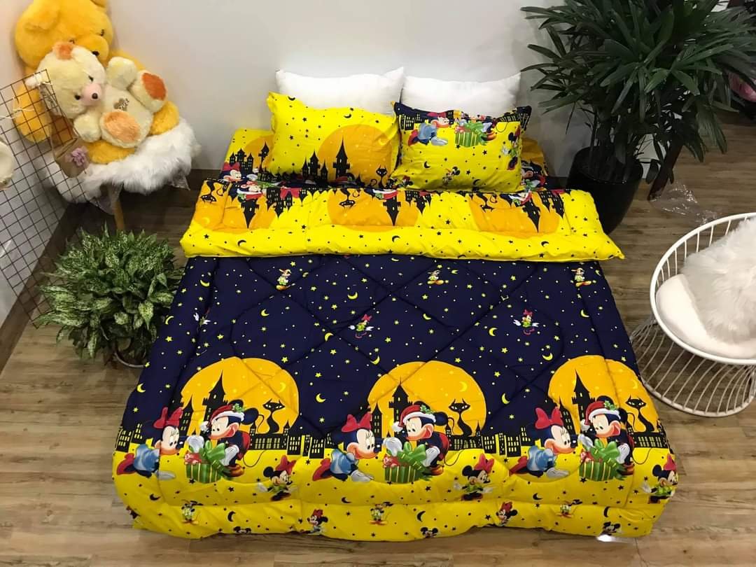 Bộ chăn phao ga gối 5 món kèm vỏ gối ôm mẫu chuột sao