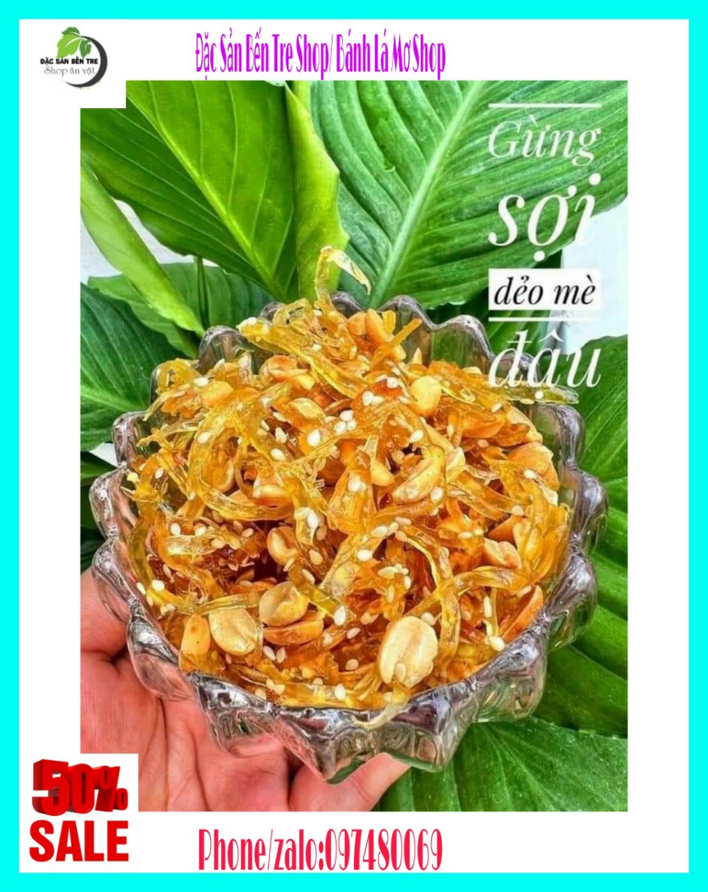 (Freeship) hủ 500gr Mứt gừng dẻo đậu phộng mè rang
