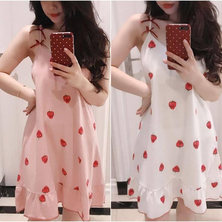 Váy Mặc Nhà/Đi Ngủ Có Lót Bra Kèm Bịt Mắt