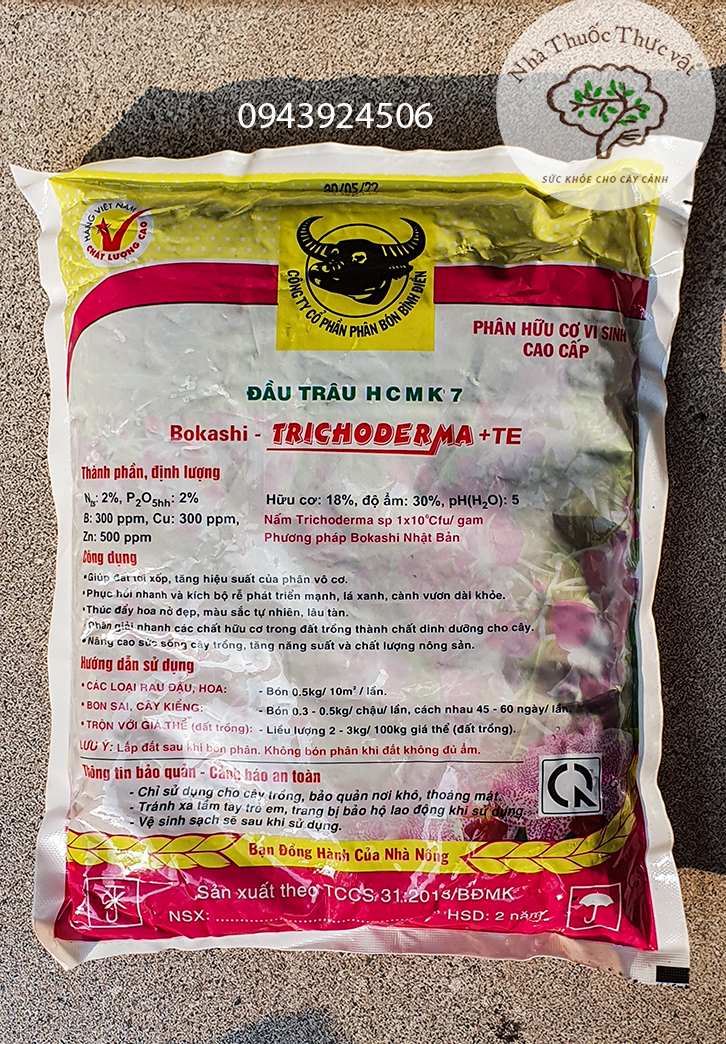 Phân Hữu Cơ Vi Sinh Trichoderma + TE Đầu Trâu HCMK7 1Kg