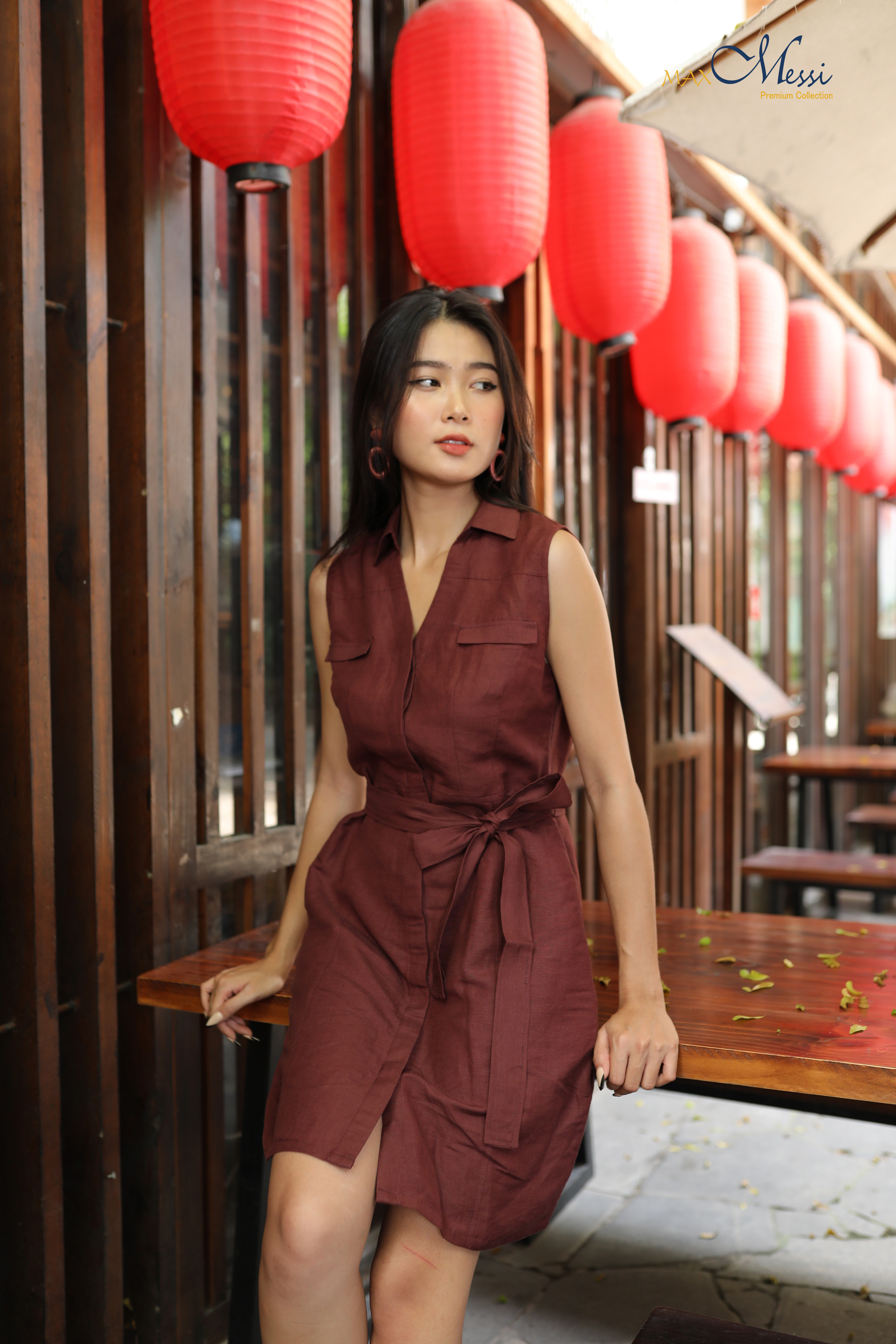 [HCM]Đầm linen công sở túi hộp PAYTON - MaxMessi