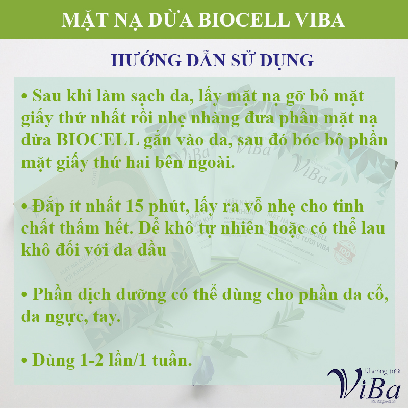 [VIBA CHÍNH HÃNG] MẶT NẠ DỪA BIOCELL VÀ KHOÁNG TƯƠI VIBA