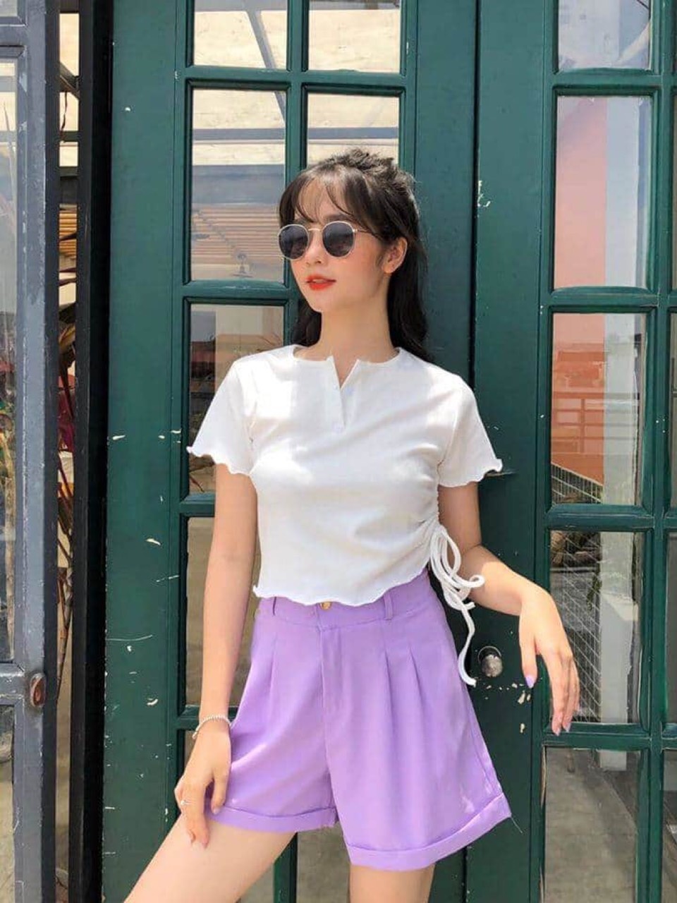 Quần sooc nữ gập gấu