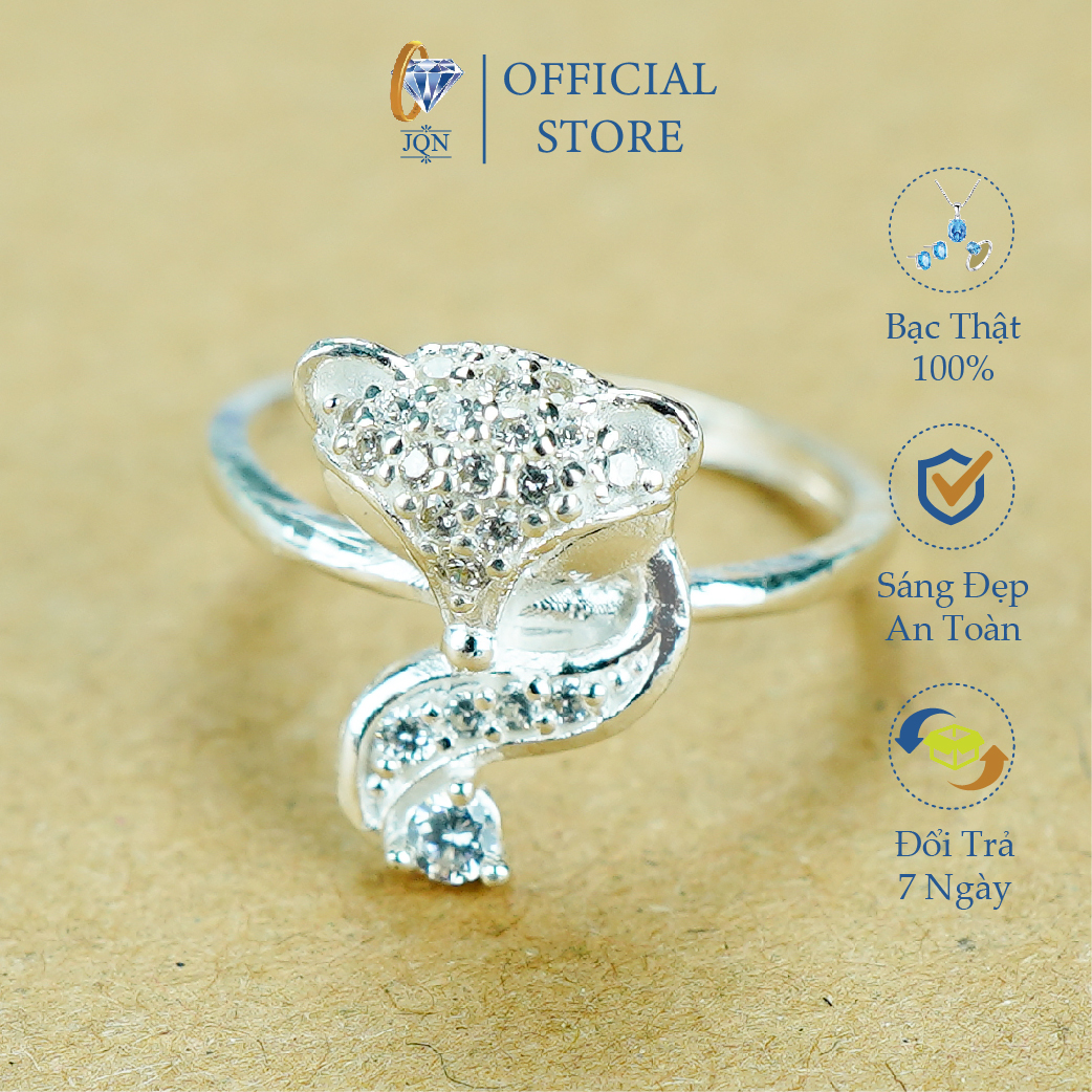 Nhẫn bạc hồ ly may mắn tình duyên gắn đá nhỏ xinh xắn JQN N25 Bạc Ta Sáng Đẹp