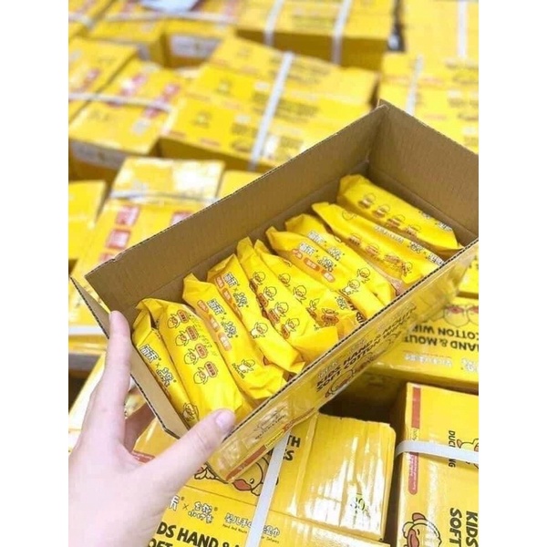 [Hoàn tiền 6%] Thùng 10 Gói Khăn Ướt Vịt Vàng  ( Thùng Giấy 1 Bịch 80 Tờ )