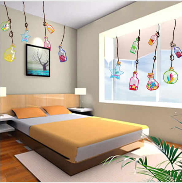HCM Decal trang trí dây treo bình sắc màu