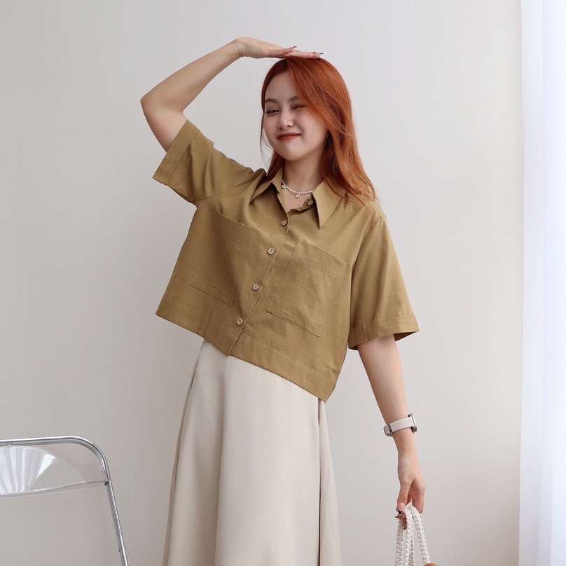 [Nhập LAZLOOK99 GIẢM 100K/500K] Áo sơ mi dáng lửng vải linen - Linen Pocket Shirt - ufo.thebasic