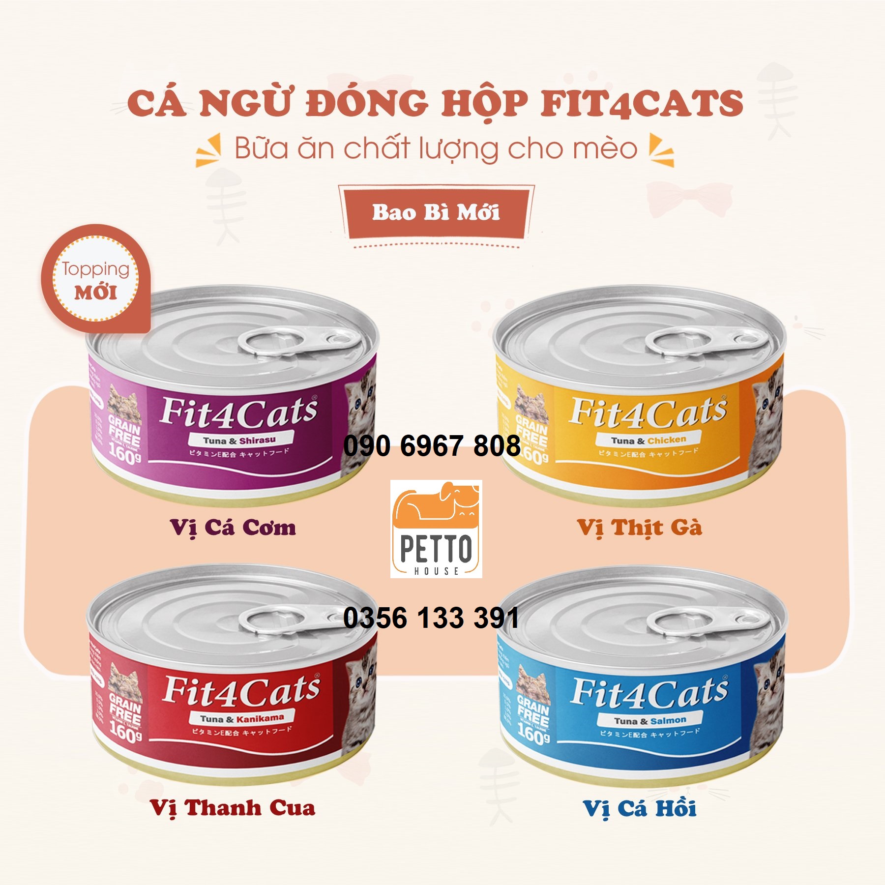 Cattyman Fit4cats tuna 160g thức ăn ướt pa tê cá ngừ cho mèo mọi lứa tuổi