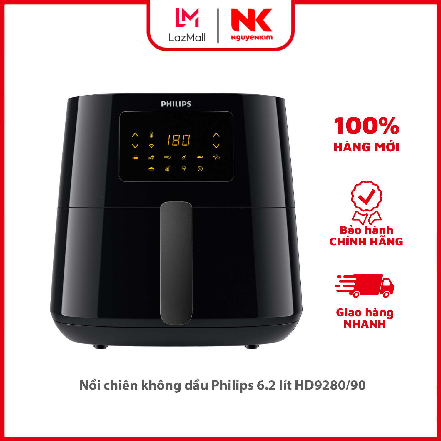 Nồi chiên không dầu philips 6.2 lít hd9280/90