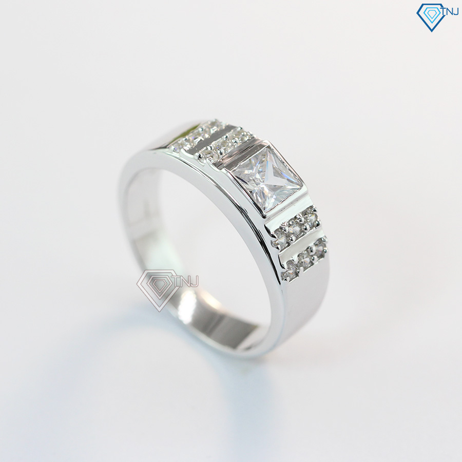 Nhẫn nam bạc thật bản nhỏ đính đá NNA0079 - Trang Sức TNJ