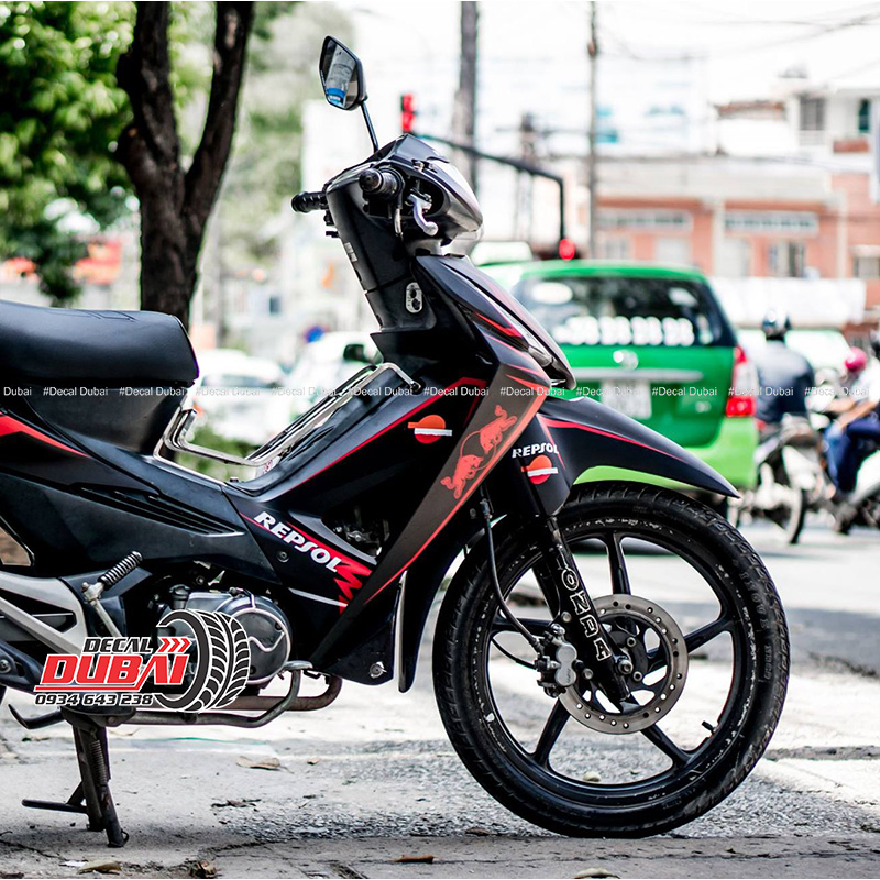 Tem Xe Wave RSX 2008 Đen Nhám Viền Đỏ