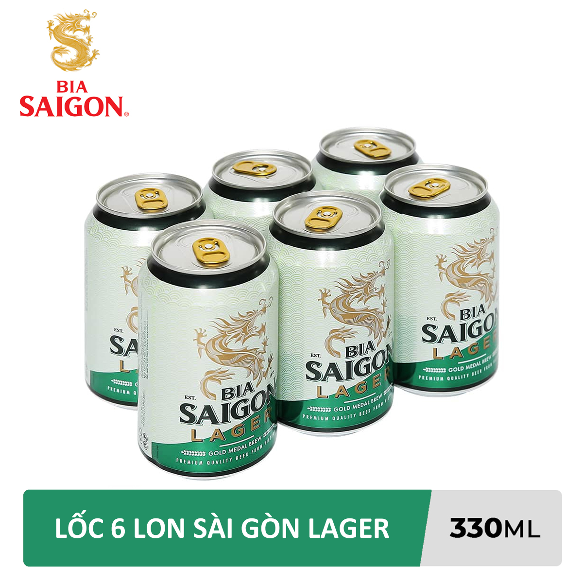 Lốc 6 lon bia sài gòn lager sabeco 330ml