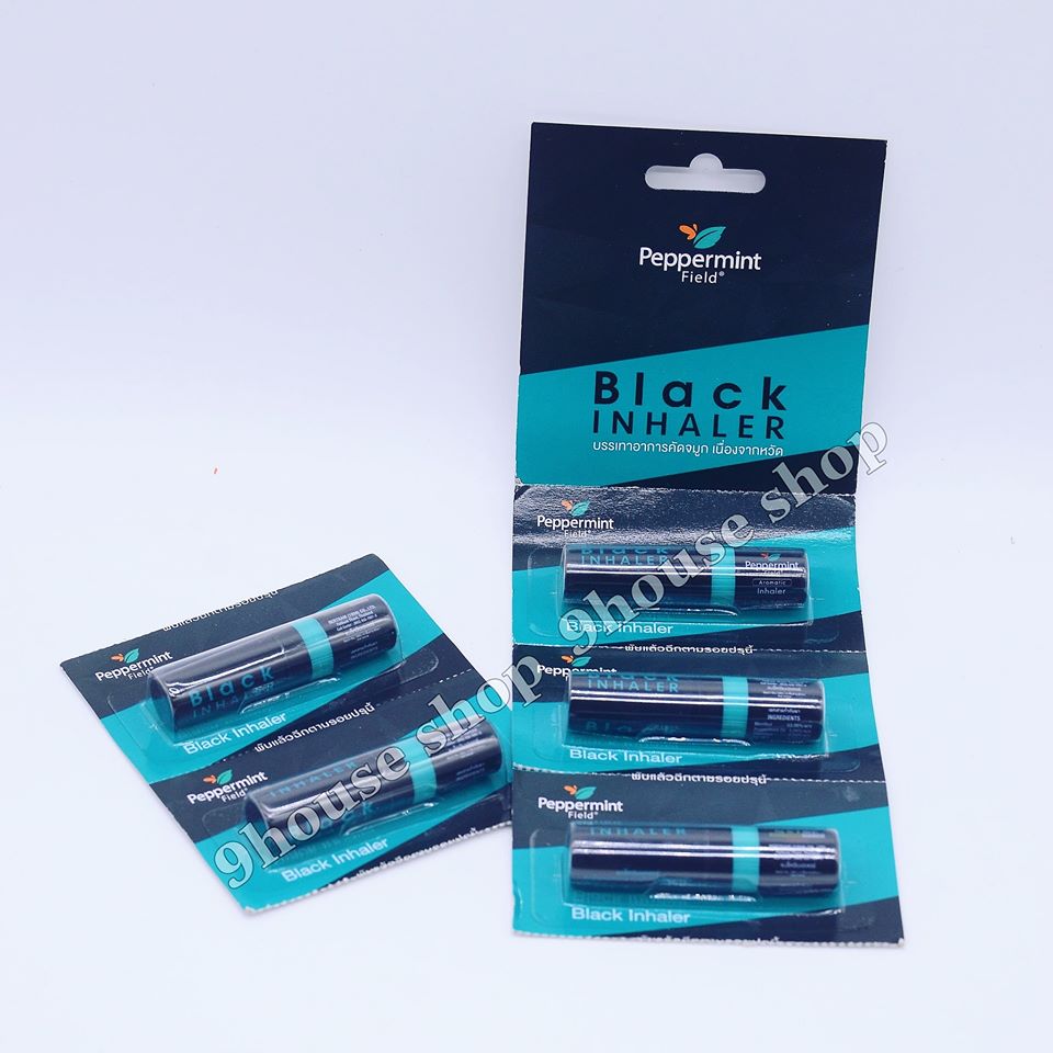 (Black) 01 Ống hít ĐEN 2 Đầu Black Inhaler Peppermint Thái Lan