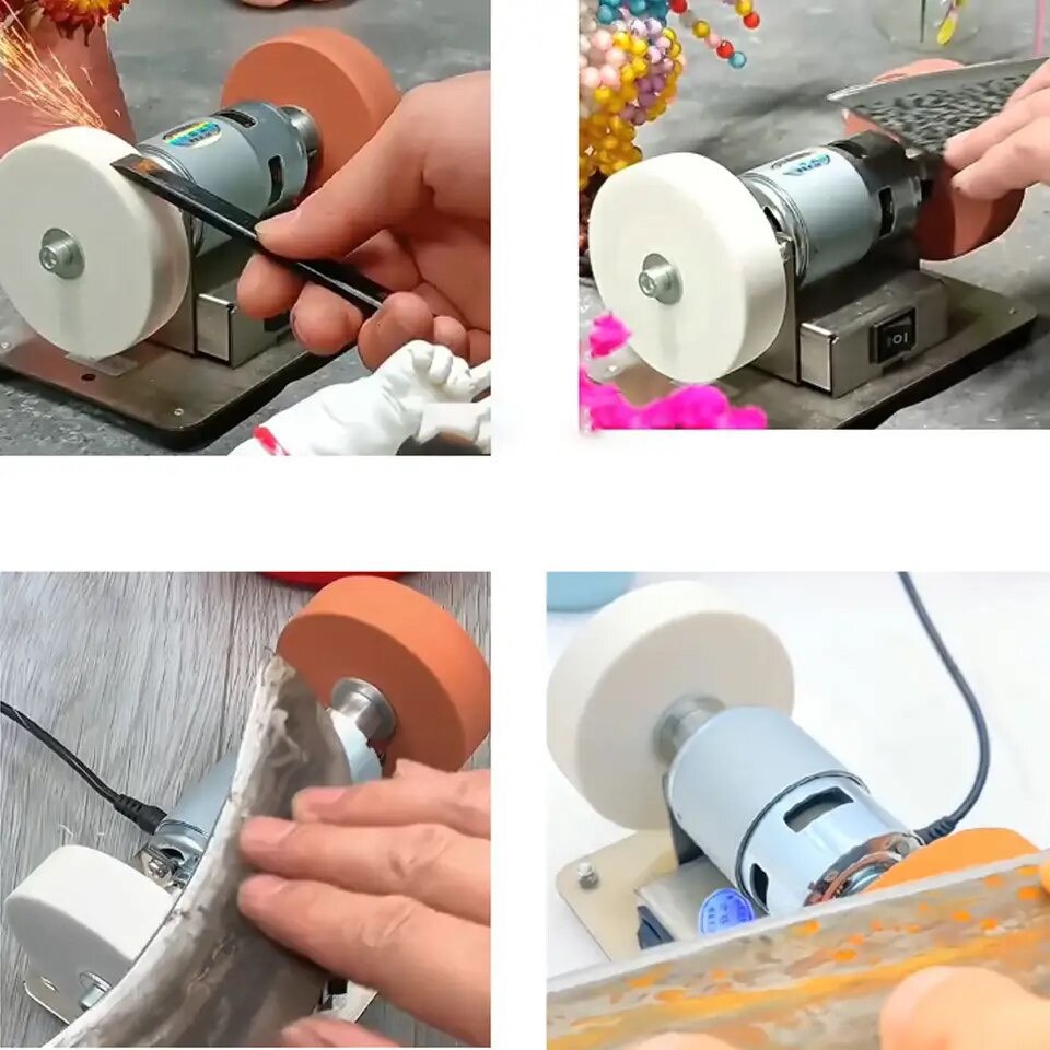 Mini Electric Knife Sharpener Grinder with Dual Grit Wheels for Scissors & Knives