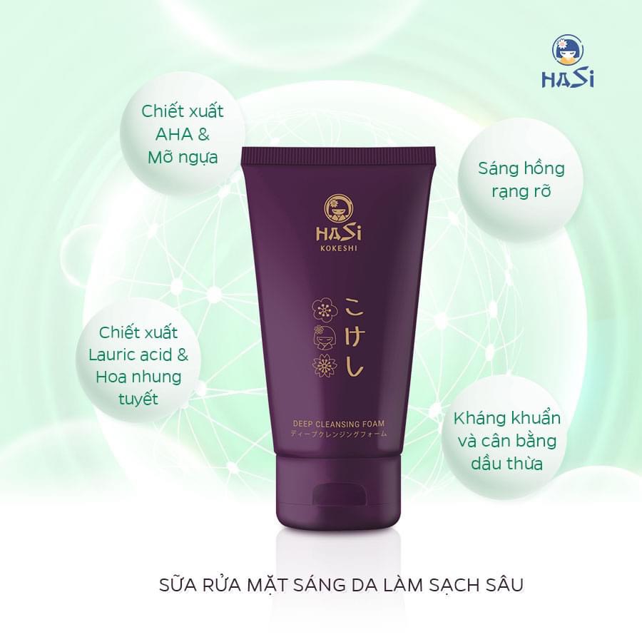 Sữa rửa mặt sáng da , làm sạch sâu 100ML HASI KOKESHI