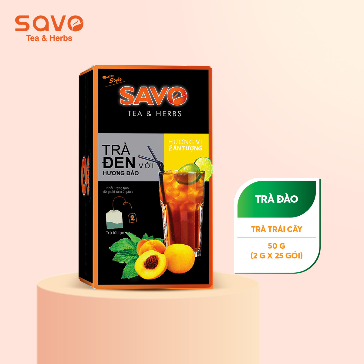 [HCM]Trà SAVO Đào (Peach Tea) - Hộp 25 Gói x 2g