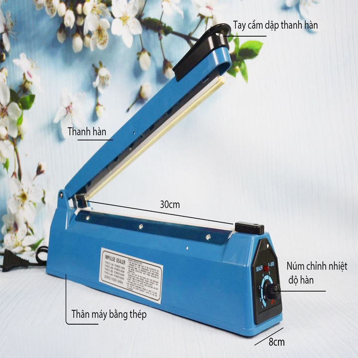 Máy hàn miệng túi nilon dập tay Impulse Sealer 20cm PFS-200 CAO CẤP
