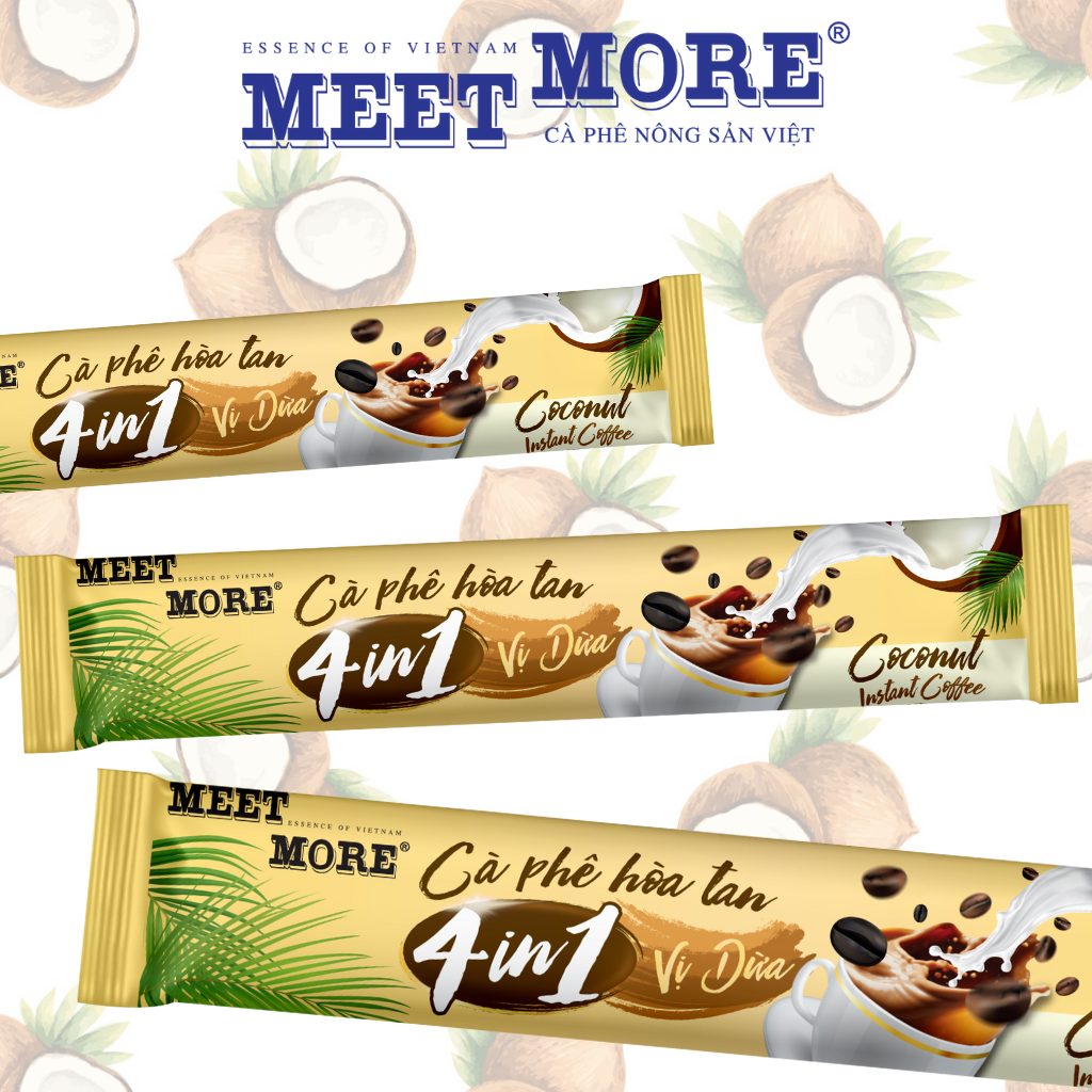 Combo 2 Hộp Cà phê Hòa Tan Dừa Và Đậu Xanh Meet More (15 Gói/18Gram/Hộp) - Cà phê Nông Sản Việt