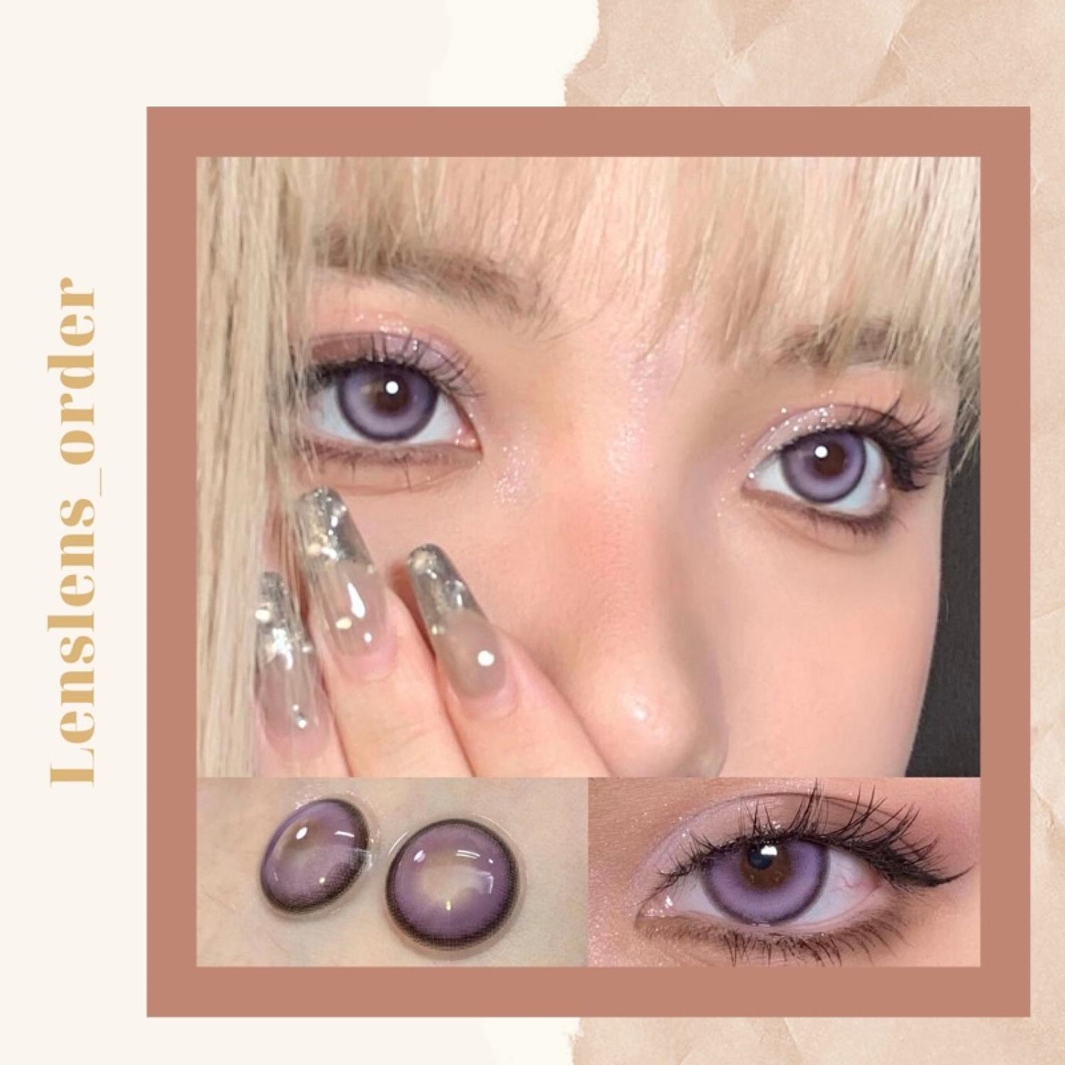 Lens mắt kính áp tròng vampire violet tím viền đen sắc sảo độ cận 0-9 14.2-14.5mm