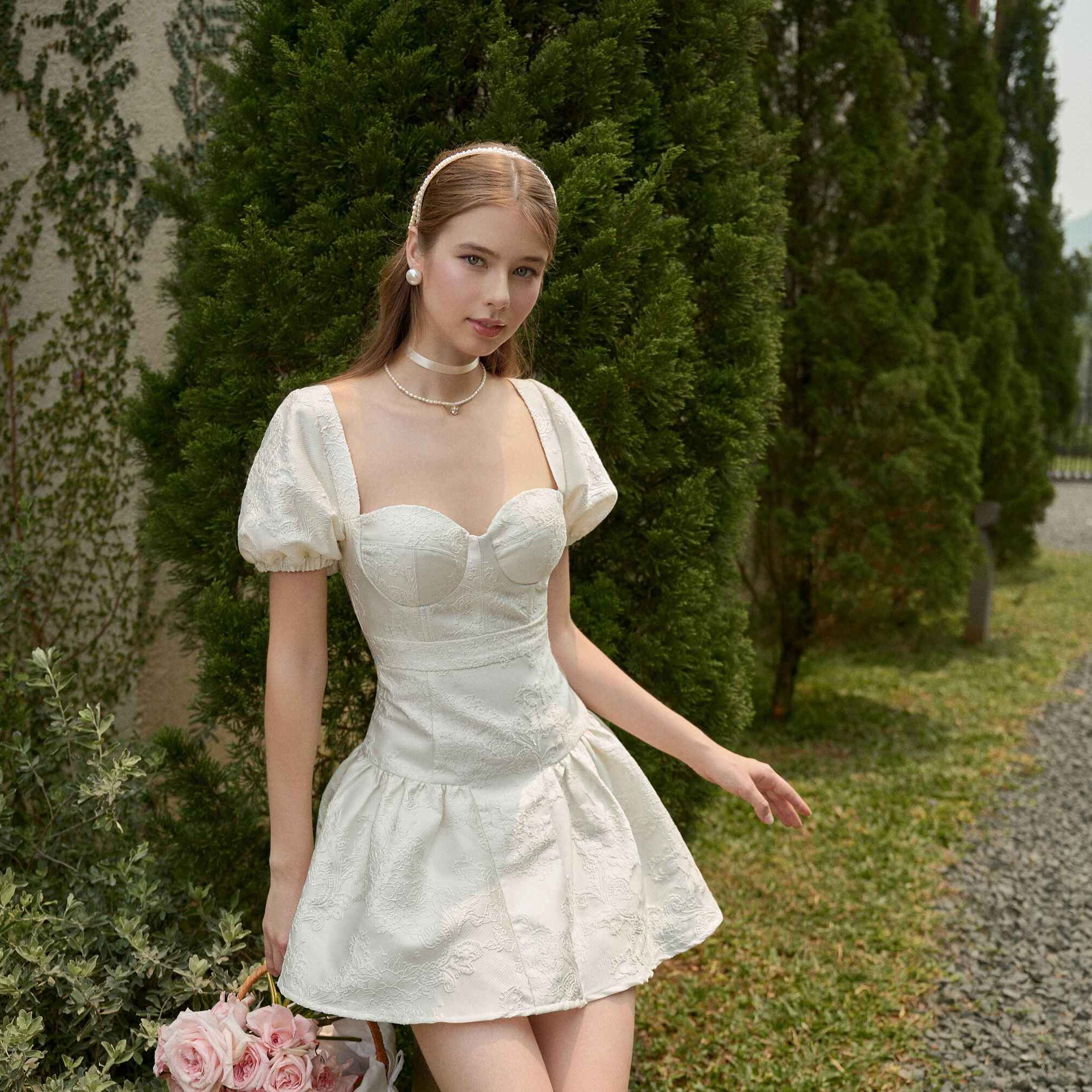 Đầm tay bồng vải gấm_HANNAH_PLUMBUM