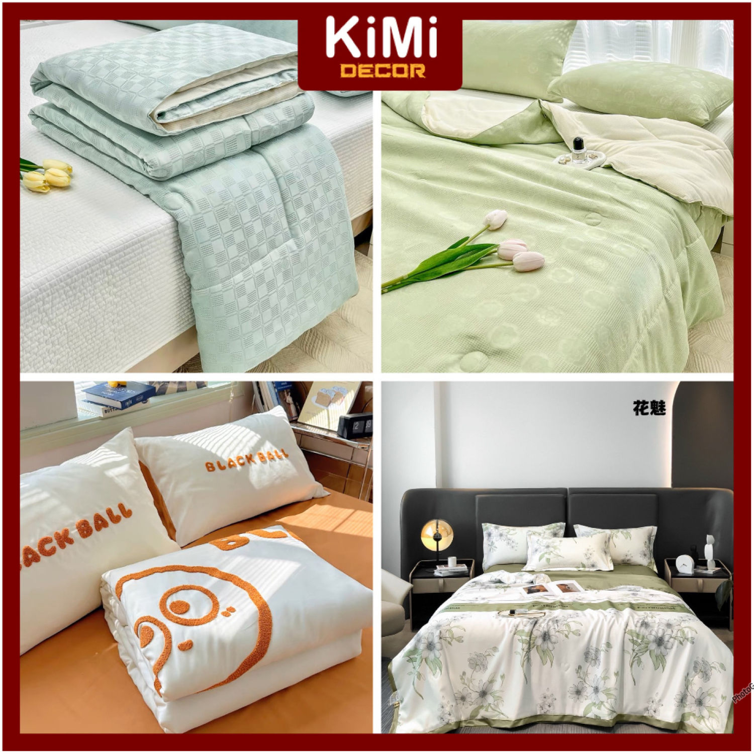 Bộ Set Đủ Bộ Chăn ga LỤA THÁI CHĂN HÈ, Phi Lụa, Cotton Lụa Hàng Nhập Khẩu 4 Món Siêu Đẹp Mát Lạnh - KiMi Decor