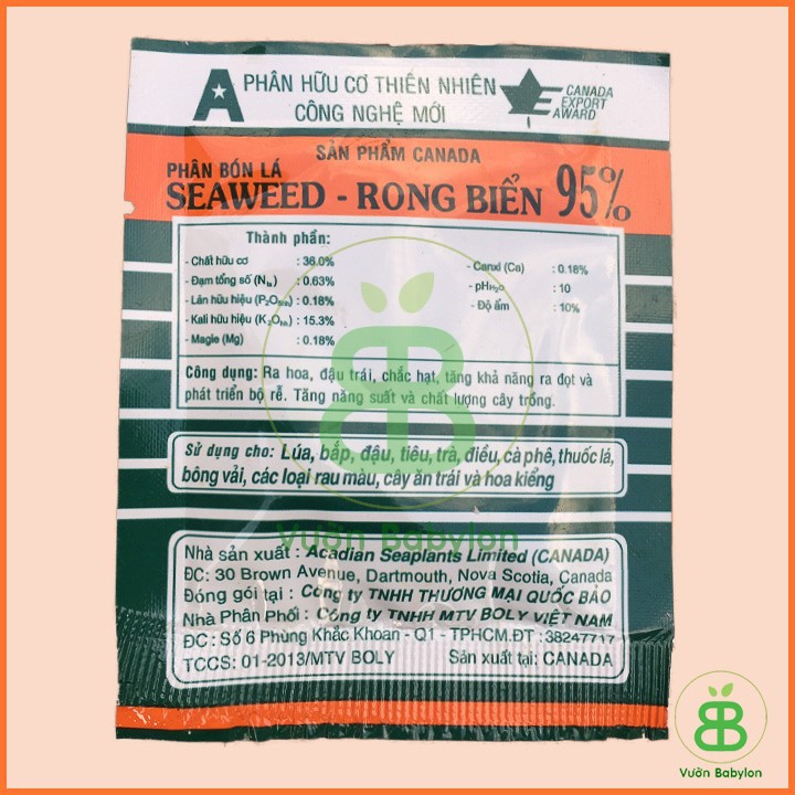 Phân Bón Lá Hữu Cơ Seaweed Rong Biển Canada