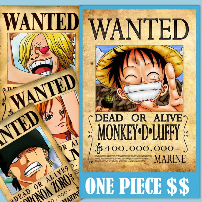 Bộ 10 Lệnh Truy Nã  Onepiece - Wandted Poster - Khổ A4