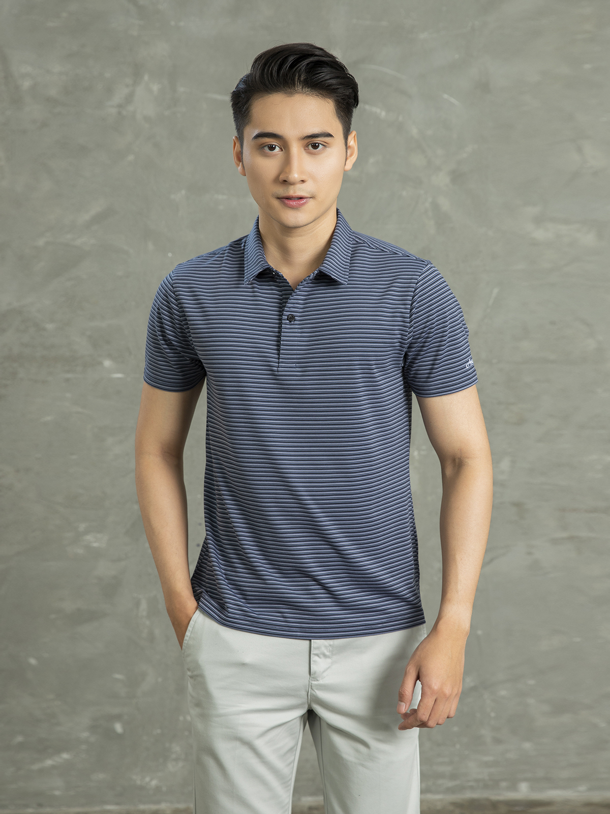 Aristino áo polo nam phom regular fit áo kẻ sọc toàn thân APS015S1 habi88