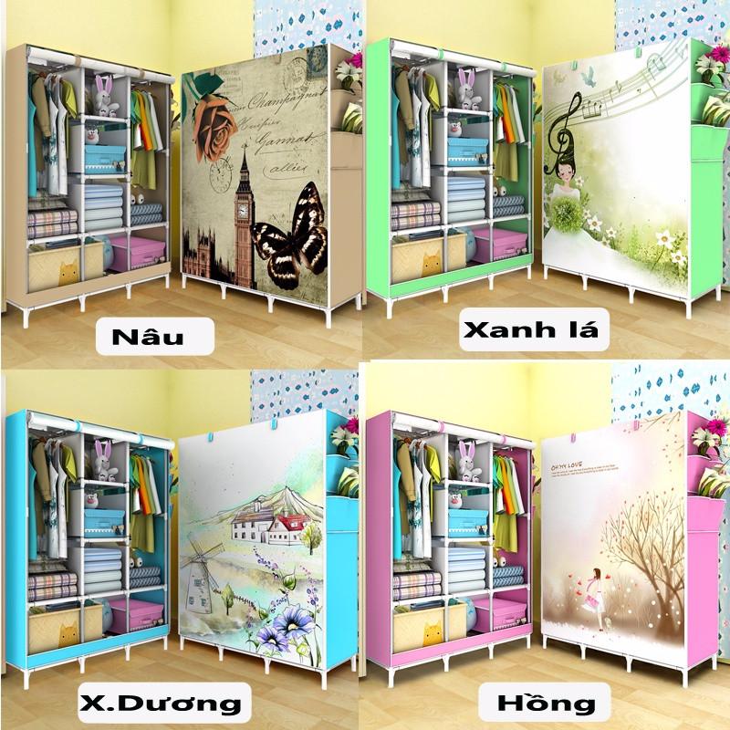 Tủ quần áo 2 buồng 6 ngăn 3D cao cấp