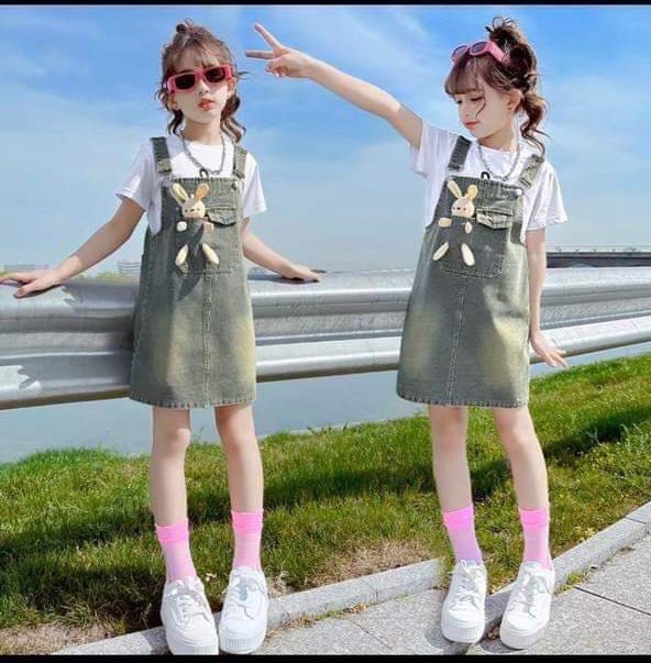 Size đại 8-28kg: bộ yếm hồng kèm gấu xinh cho bé gái - byhkg