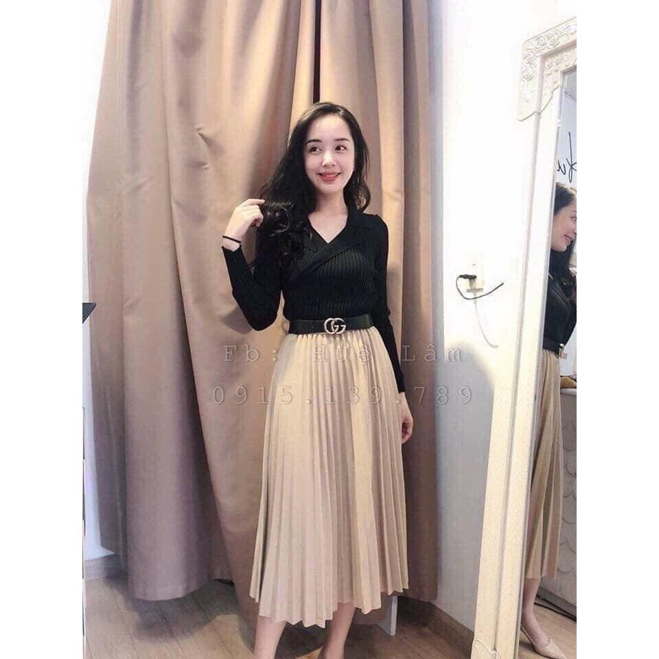 Chân váy dập ly ÁNH NHŨ siêu hot