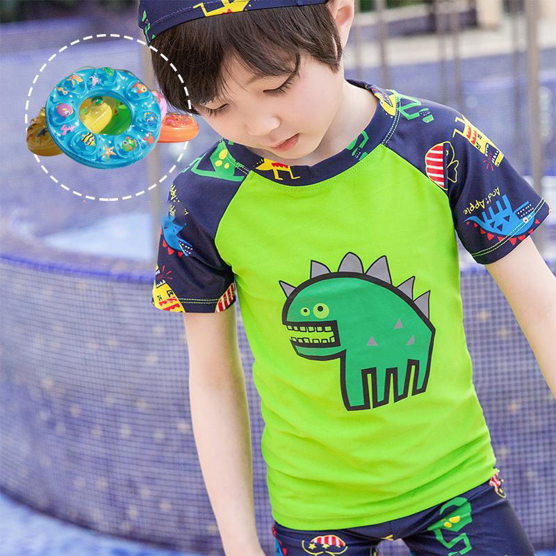 Đồ bơi bé trai hình khủng long kèm mũ