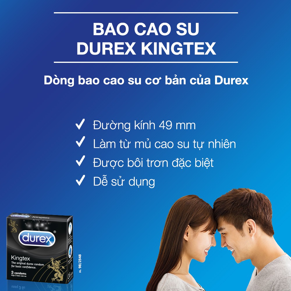 Bao Cao Su Durex Kingtex Ôm Sát Bôi Trơn Size 49mm Kingtex Hasaki Sản Phẩm Chính Hãng