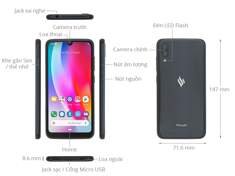 Cụm sạc điện thoại Vsmart Star model V320A (Linh kiện bóc máy, bốc máy)