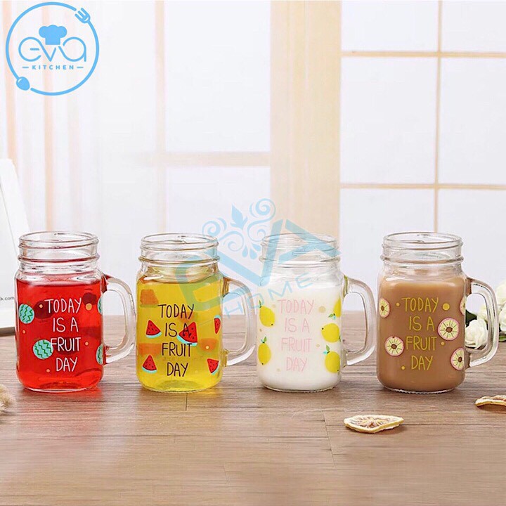 Ly Quai Thuỷ Tinh In Hình Trái Cây 450 Ml
