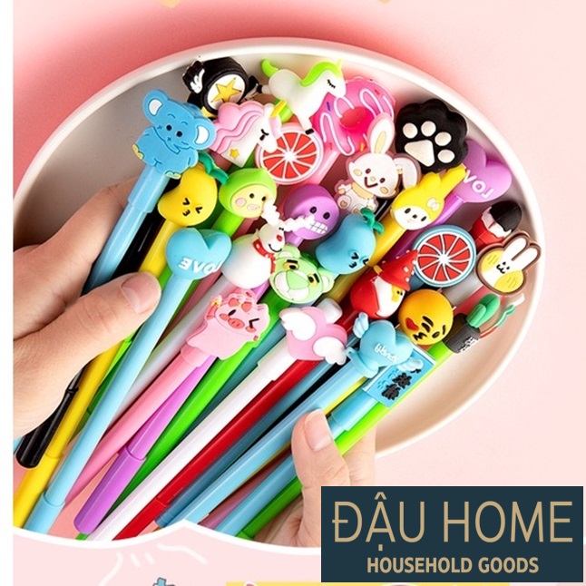 [Tặng kèm túi Zip] Set 20 bút bi Gel nước khô nhanh hình các con thú dễ thương - Đậu Home