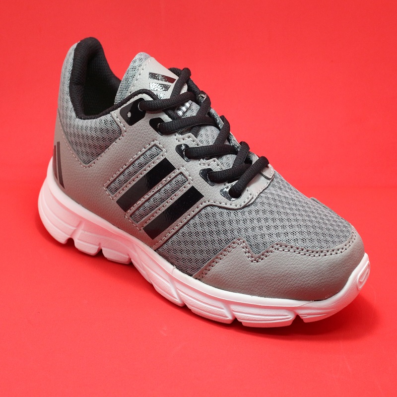 Giày sneaker nam nữ xám sọc đen ST27