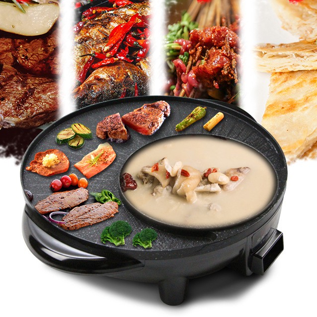 Bếp Lẩu 2 Trong 1 - Có Thể ăn Lẩu Và ăn Nướng Trên Cùng 1 Bếp Cao Cấp - Nồi Lẩu Nướng Với Công Suất 1700W Phù Hợp Từ 3 đến 4 Người ăn Bếp được Phủ Lớp Chống Dính Không Lo Bị Cháy An Toàn Thực Phẩm, Bep Lau Nuong 2 Trong 1