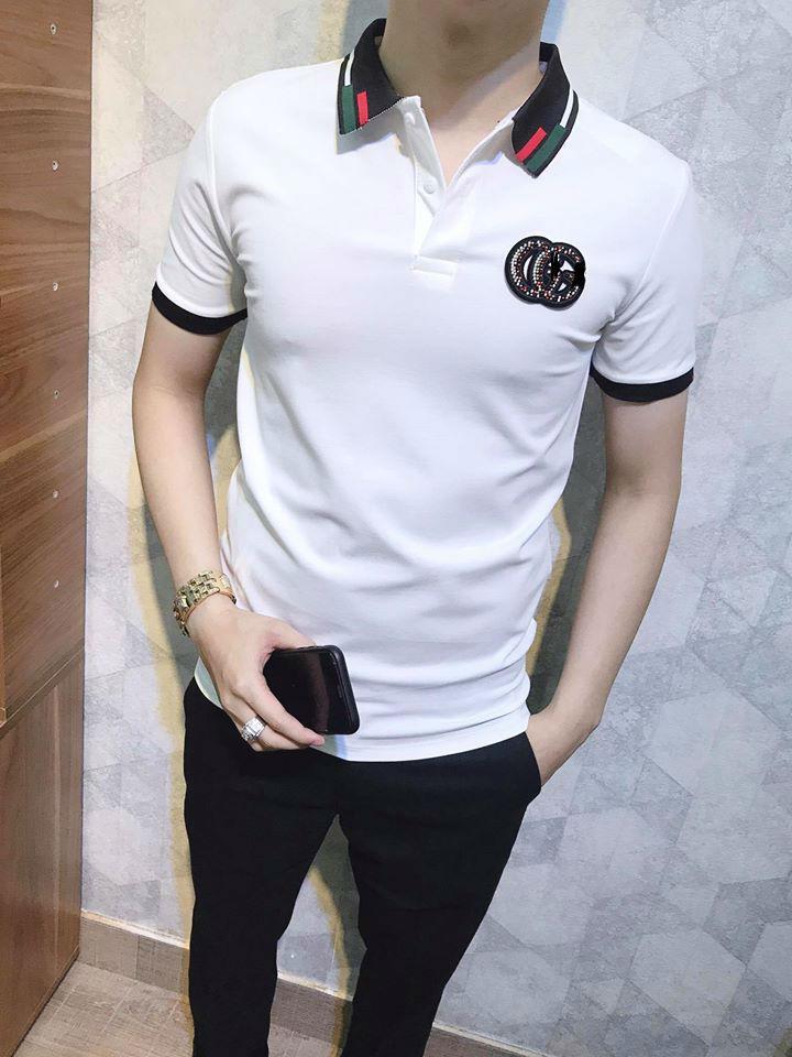 Áo Thun Nam Có Cổ Viền Màu Thêu Logo Siêu Hot