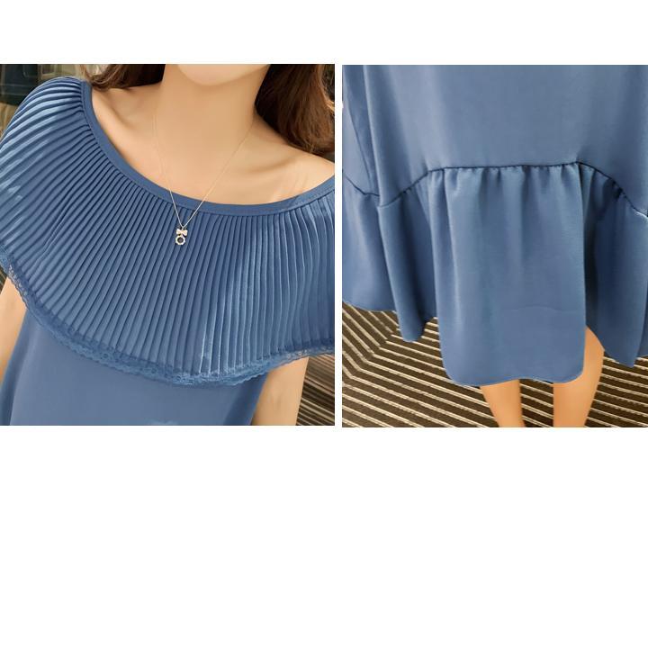 [HCM]Đầm bầu voan phối cổ xếp ly